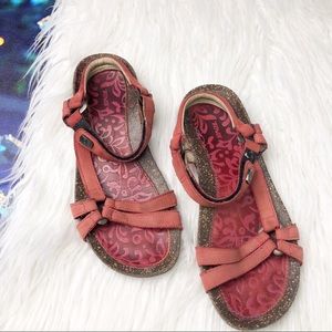 Teva red leather Velcro close open toe sandal